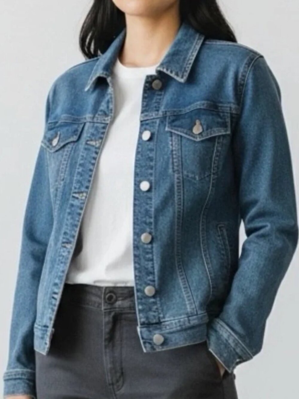 Market & Spruce Camila Boyfriend Stretch Denim Jacket Size Small